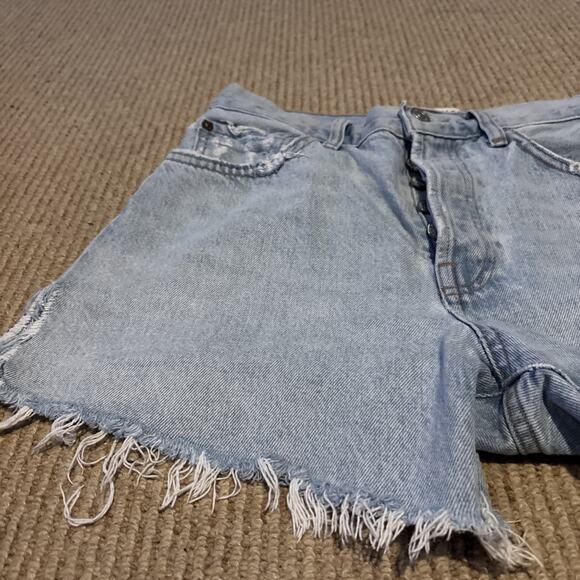 Agolde Parker Long Distressed Denim Light Wash Jean Shorts High Rise Women’s 26 - Picture 2 of 9